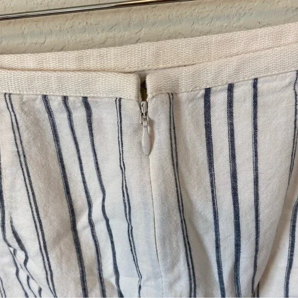 Madewell Linen Striped Cream Gray Lined Mini Skirt Size 00 - Picture 7 of 9
